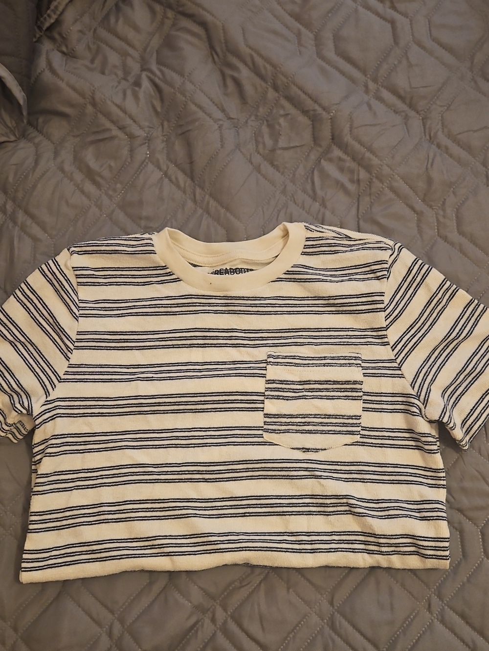 Striped Short Sleeve Pocket Tee - Cream & Black